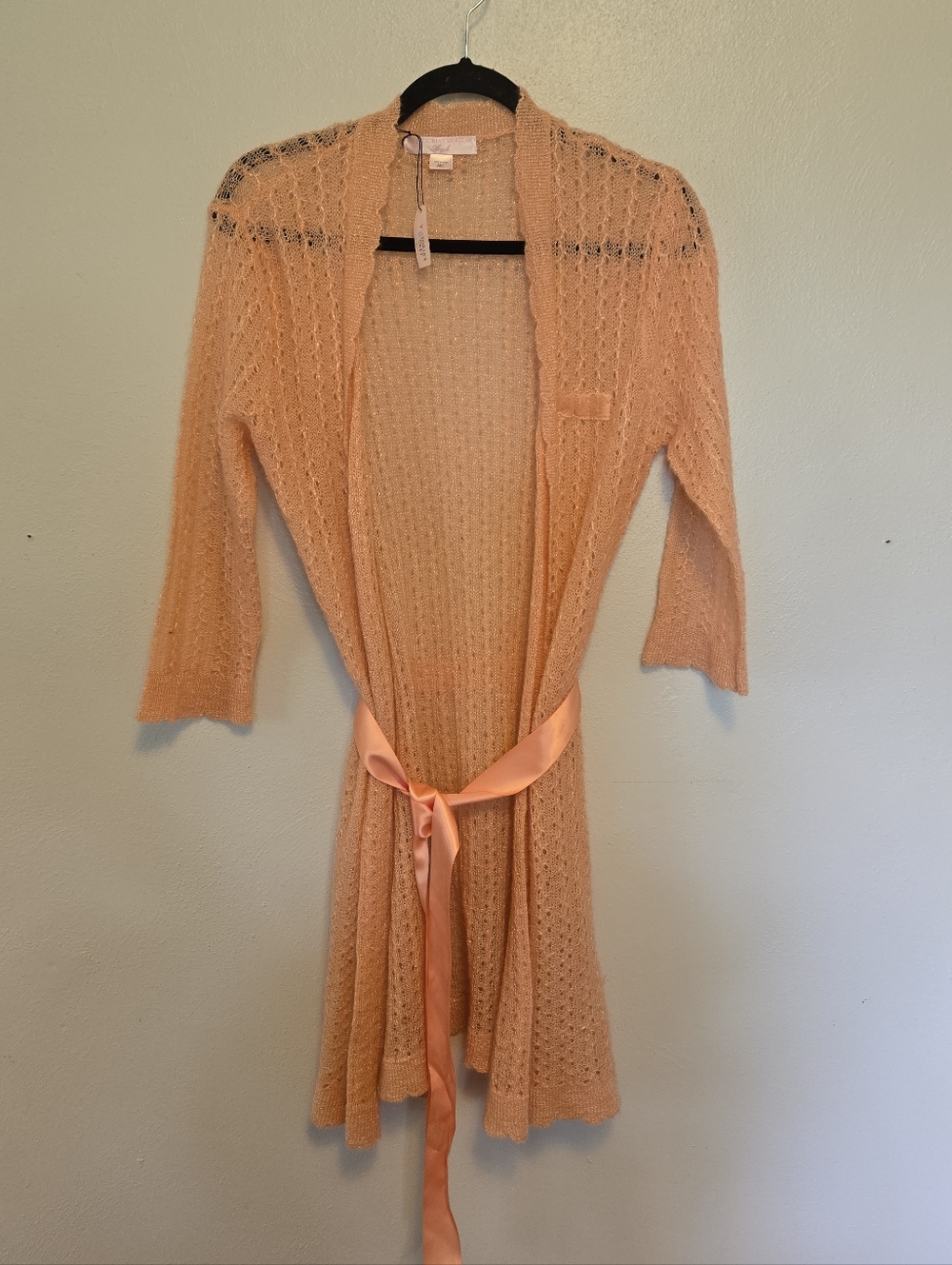 Victoria's Secret Angels Knit Lightweight Robe 3/4 Sleeves Peach M/L 2006 NWT